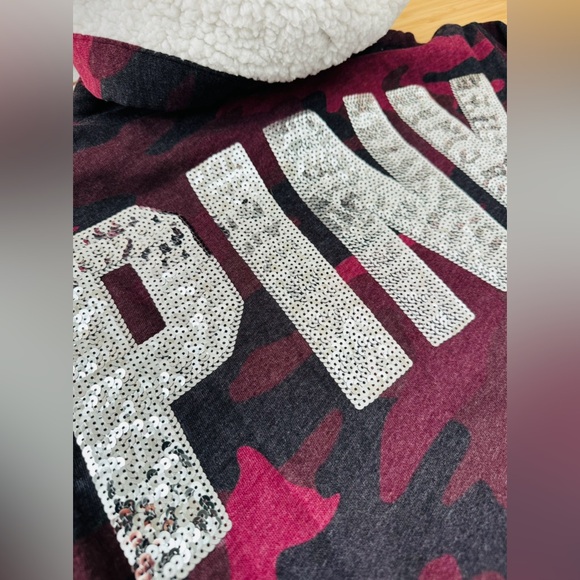 Sweatshirt Varsity Hoodie Victoria’s Secret PINK Funnel Full Bling Camouflage - Picture 7 of 7